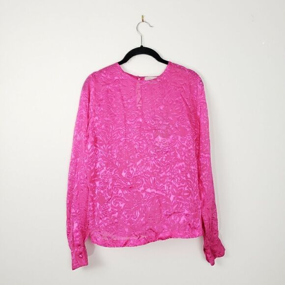 Preen Thornton Bregazzi Louise Silk Blouse Pink Burnout Sheer Wmns XS - Picture 2 of 7